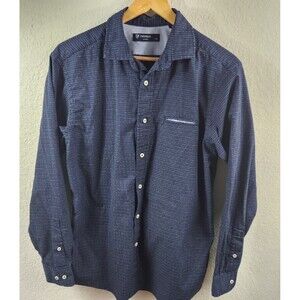Cremieux Long Sleeve Blue  Patterned Men's 100% Cotton Button Up Oxford L